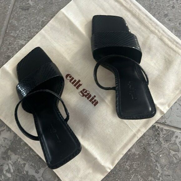 Cult Gaia BLACK Rene Cut-Out Heel Sandals, x Revolve, New, EU 38 - Picture 10 of 16